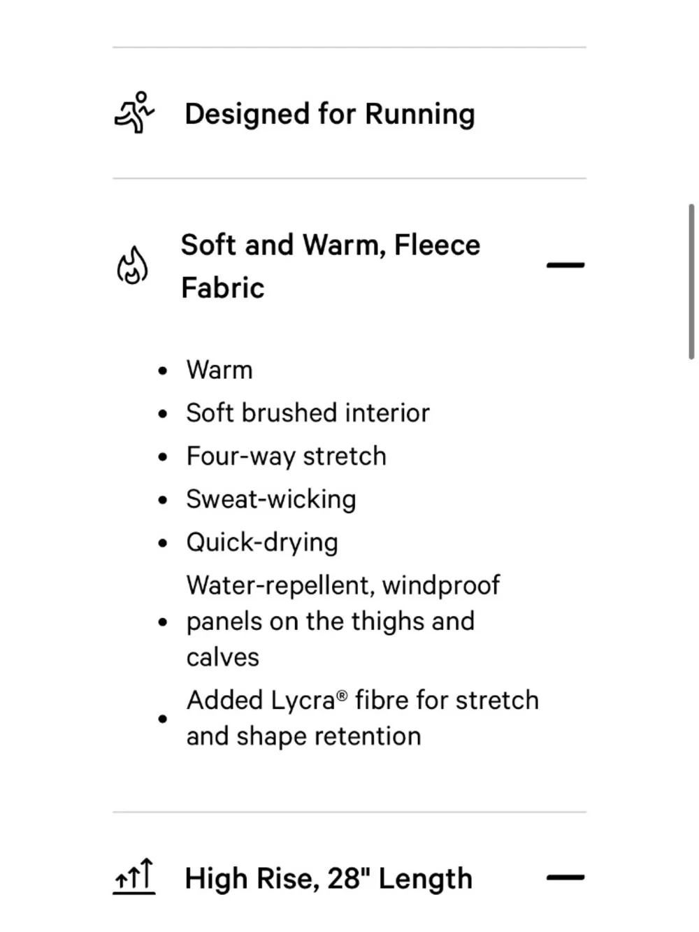 NWT 28” Lululemon Cold Weather High Rise Running Tight